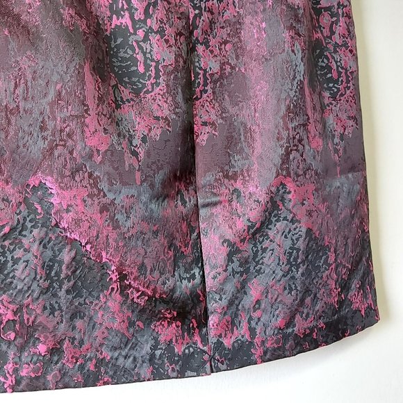 VTG Spanner Skirt Size 14 Black Wine Berry Midi Box Pleats Front and Back - Picture 4 of 8